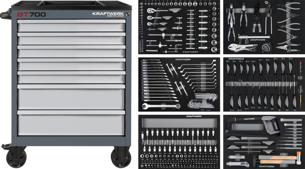 CARRELLO DA OFFICINA BT700 7 CASSETTI ATTREZZATO 301 PZ.