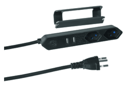 STEBA IQ presa multipla 2xT13, 2xUSB 5VDC/2100mA, 1.5m cavo Td 3x1mm2/T12 nero - Brico SA